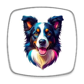 Border Collie - Magnet carré - blanc - Devant