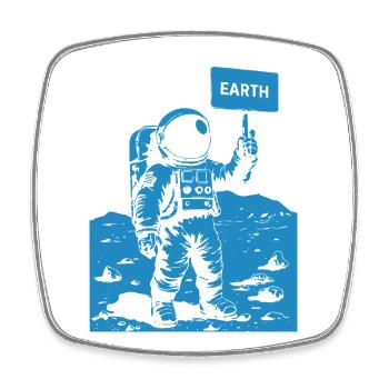 Astronaut on the moon holding a sign - Viereckiger Kühlschrankmagnet - Weiß - Vorne