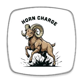 Horn Charge Bélier Force Montagne - Magnet carré - blanc - Devant