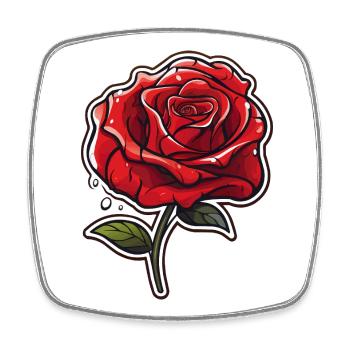 Motif de style tatouage rose rouge - Magnet carré - blanc - Devant