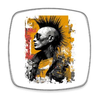 Punk with mohawk - Square fridge magnet - white - Front