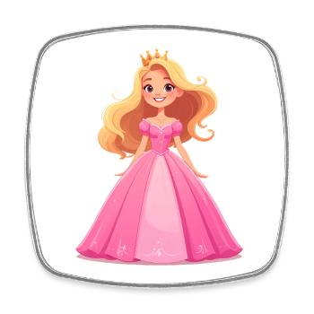 Prinzessin in einem rosa Kleid - Viereckiger Kühlschrankmagnet - Weiß - Vorne