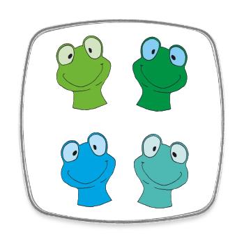 Kunterbunte Froschgesichter - Viereckiger Kühlschrankmagnet - Weiß - Vorne