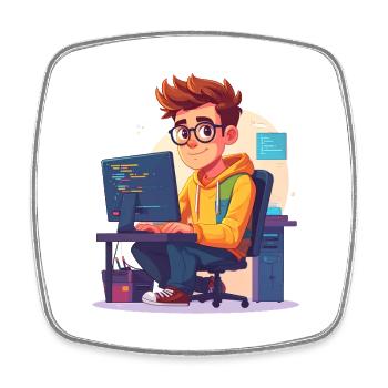 Programmierer oder Nerd - Viereckiger Kühlschrankmagnet - Weiß - Vorne