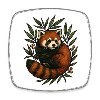 Red Panda in Foliage Vintage - Square fridge magnet - white - Front