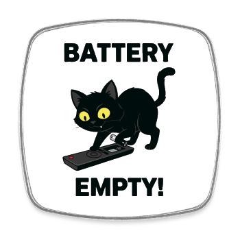 Battery Empty Chat Remote Control Humor - Square fridge magnet - white - Front