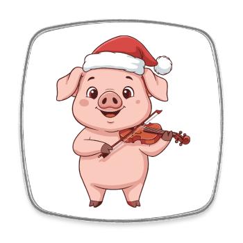 Weihnachtsschweine-Farmtier spielt Geige - Viereckiger Kühlschrankmagnet - Weiß - Vorne