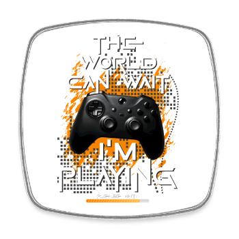 Gamer gaming enthusiast video games console funny - Square fridge magnet - white - Front