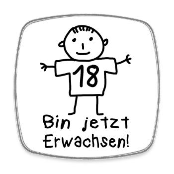18. Geburtstag Strichmännchen Volljährig - Viereckiger Kühlschrankmagnet - Weiß - Vorne