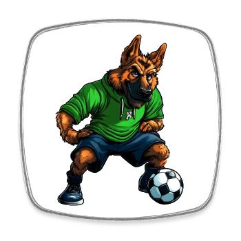 Schäferhund Fussballer - Viereckiger Kühlschrankmagnet - Weiß - Vorne