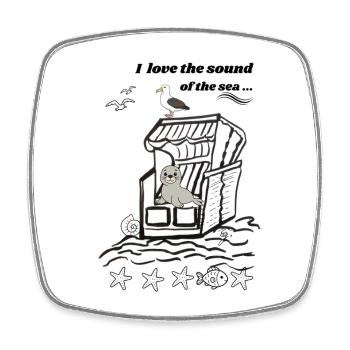 Ground floor beach chair I holiday I seal I seagull I beach - Square fridge magnet - white - Front