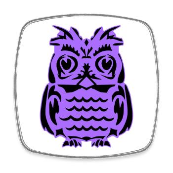 Purple Owl Silhouette - Square fridge magnet - white - Front