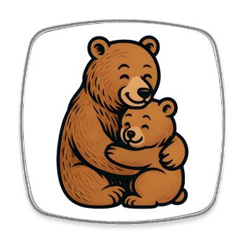 Braunbären Umarmung Kuschelzeichnung - Viereckiger Kühlschrankmagnet - Weiß - Vorne