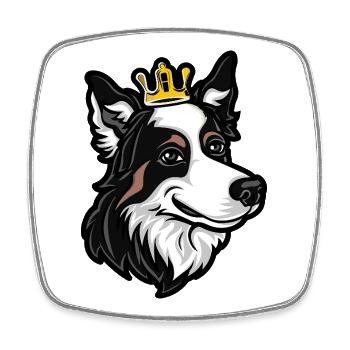 Border Collie Hund Krone - Viereckiger Kühlschrankmagnet - Weiß - Vorne