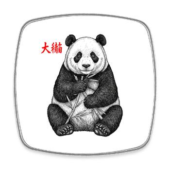 Asian Panda - Square fridge magnet - white - Front