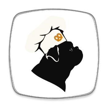 Chien Baker Minimaliste avec Chapeau - Magnet carré - blanc - Devant