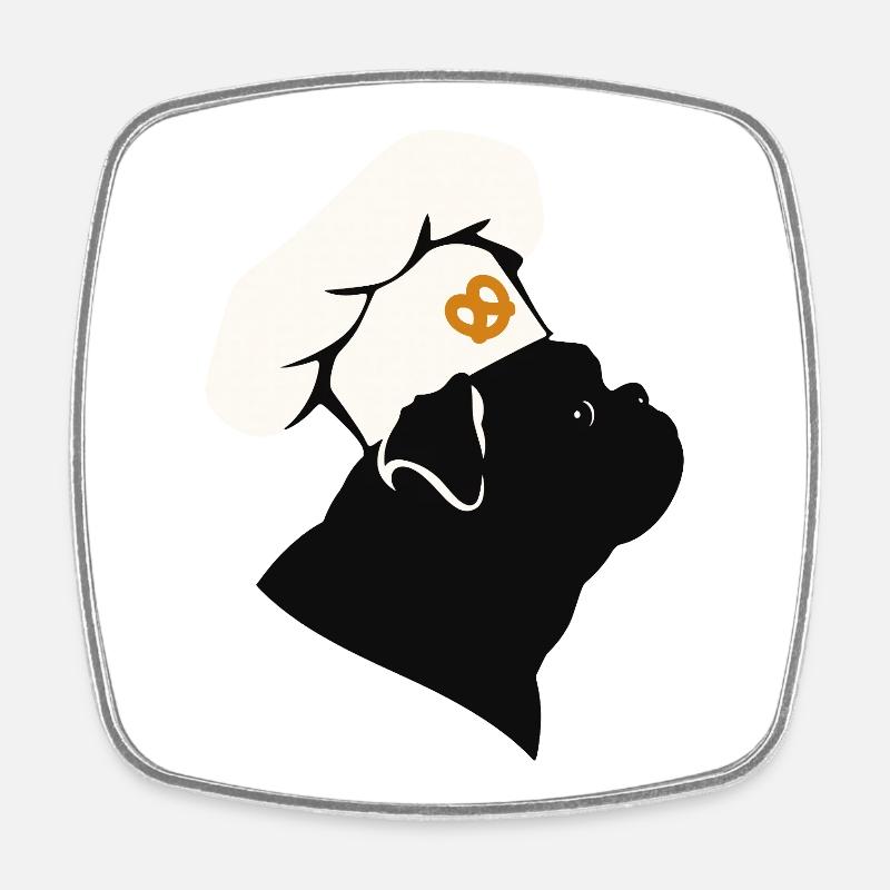 Minimalist Baker Dog with Hat - Square fridge magnet - white