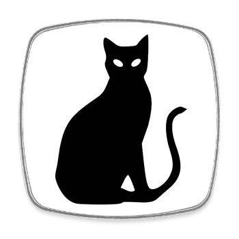 schwarze Katze Silhouette Geschenk Katzenliebhaber - Viereckiger Kühlschrankmagnet - Weiß - Vorne