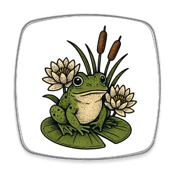 Frog at the water lily pond - Square fridge magnet - white - Front