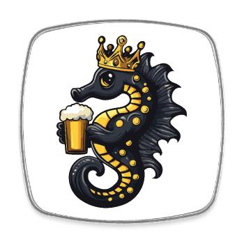 Seahorse Beer King - Square fridge magnet - white - Front