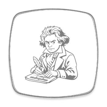 Beethoven - Square fridge magnet - white - Front
