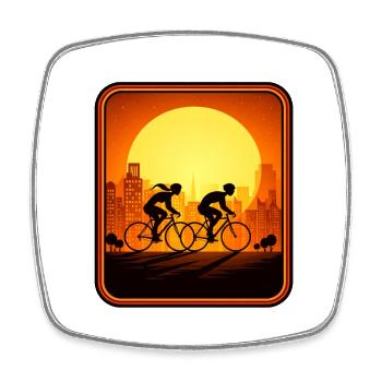 cyclists sunset - Viereckiger Kühlschrankmagnet - Weiß - Vorne
