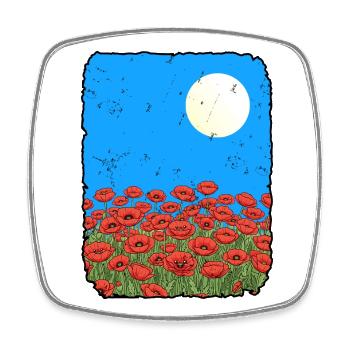 Mohnblumen - Viereckiger Kühlschrankmagnet - Weiß - Vorne