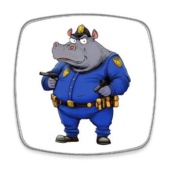 Police des Rhinos / Policier Rhinocéros - Magnet carré - blanc - Devant