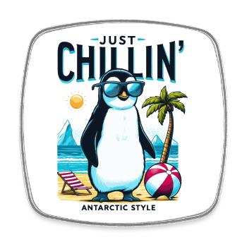 Antarktischer Strand-Pinguin mit Sonnenbrille - Viereckiger Kühlschrankmagnet - Weiß - Vorne