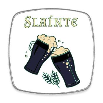 Sláinte - Irischer Trinkspruch & Dunkelbier - Viereckiger Kühlschrankmagnet - Weiß - Vorne