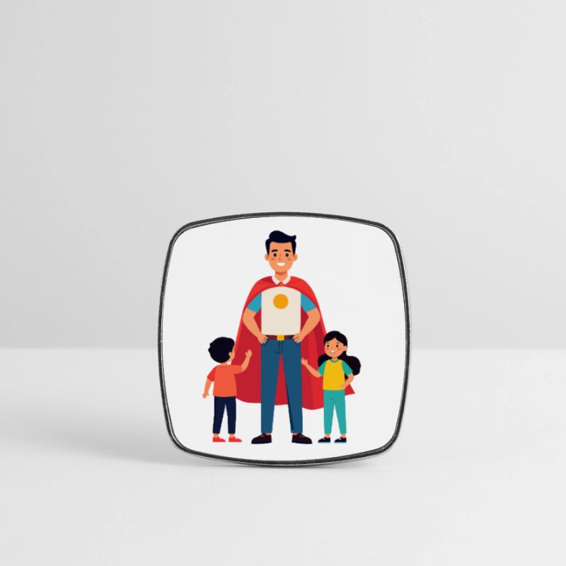 Erzieher Held oder Heldenvater mit Cape und Kinder Viereckiger Kühlschrankmagnet