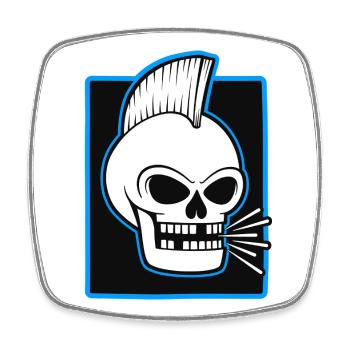 Skull Mohawk Punk Graphic - Square fridge magnet - white - Front