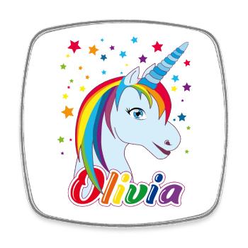 Unicorn Olivia Rainbow - Square fridge magnet - white - Front