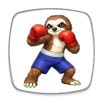 Cool Faultier Boxer cartoon Kampfsport Boxsport - Viereckiger Kühlschrankmagnet - Weiß - Vorne