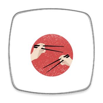 Baguettes à l’écart, ramen Drapeau japonais - Magnet carré - blanc - Devant
