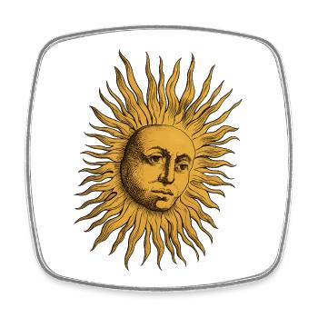 Goldene Sonnengestalt - Viereckiger Kühlschrankmagnet - Weiß - Vorne