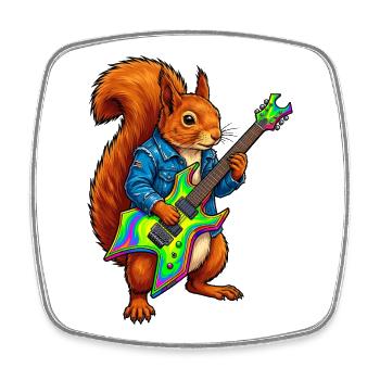 Eichhörnchen mit Jacke und E-Gitarre - Viereckiger Kühlschrankmagnet - Weiß - Vorne