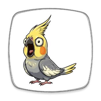 Gelber Cockatiel Aufruhr - Viereckiger Kühlschrankmagnet - Weiß - Vorne
