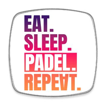 Eat Sleep Padel Repeat - Square fridge magnet - white - Front