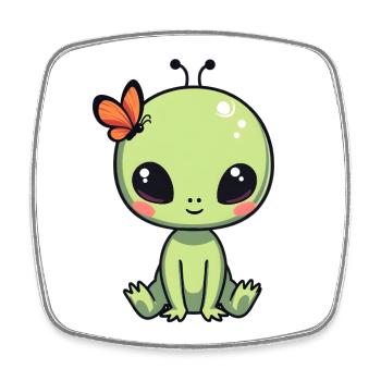 Alien Ausserirdischer - Viereckiger Kühlschrankmagnet - Weiß - Vorne