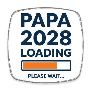 Papa 2028 lädt - Viereckiger Kühlschrankmagnet - Weiß - Vorne