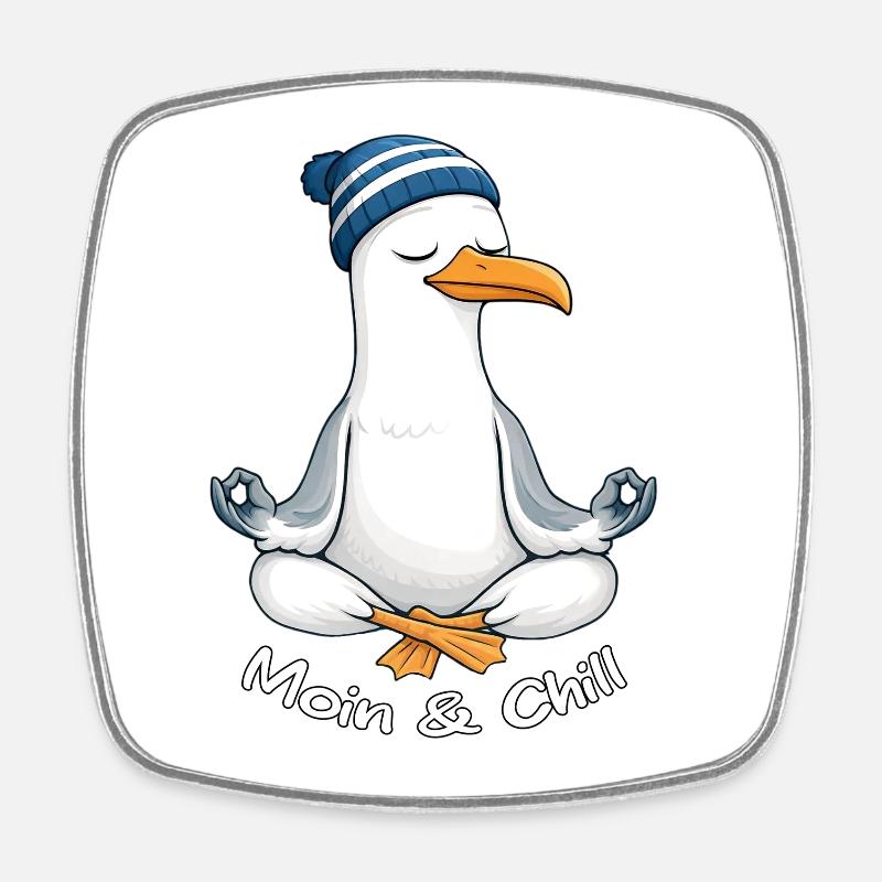 Moin & Chill by MEERchandise - Viereckiger Kühlschrankmagnet - Weiß