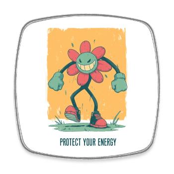 Motif fleur de protection énergétique - Magnet carré - blanc - Devant
