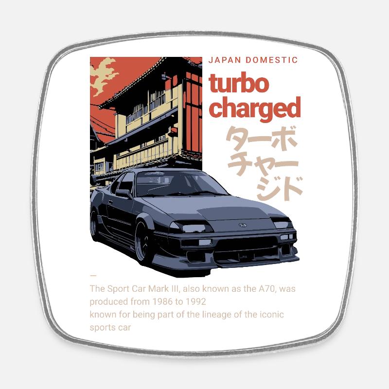 A70 Supra Ultra Car Rétro Graphice - Magnet carré - blanc