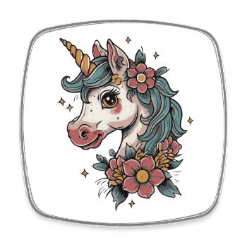 flowery unicorn - Square fridge magnet - white - Front
