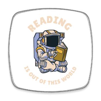 Reading is out of this world - Square fridge magnet - white - Front
