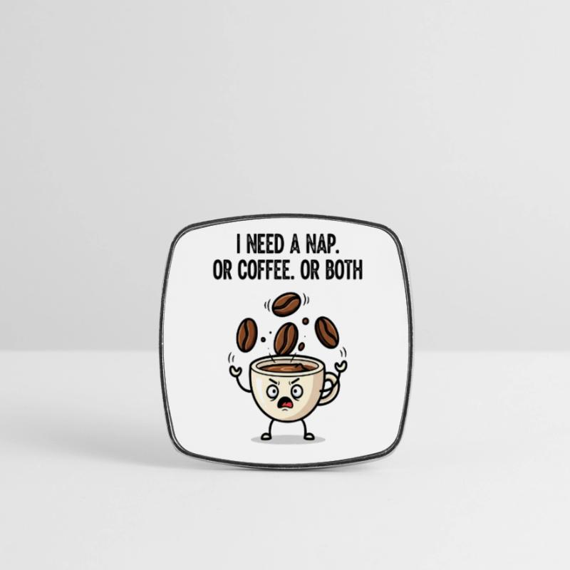 Nickerchen oder Kaffeetassen-Stimmung Viereckiger Kühlschrankmagnet