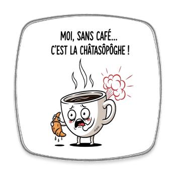 Koffein-Krise-Tassen-Cartoon - Viereckiger Kühlschrankmagnet - Weiß - Vorne