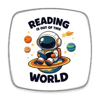 Reading is out of this world - Square fridge magnet - white - Front