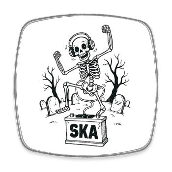 Tanzendes Ska Skelett auf dem Friedhof - Viereckiger Kühlschrankmagnet - Weiß - Vorne